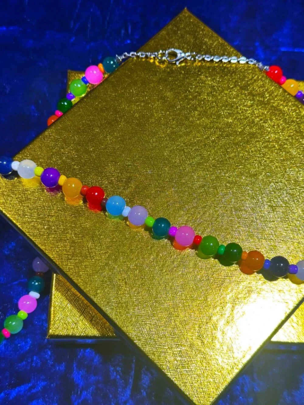 Tennis Necklace Multicolor High Quality 8mm Round Glass Beads for Kids / Teens